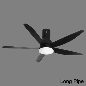 U60FWS  (DC-Motor) Ceiling Fan w/Remote Contol  150cm (60") 5-blade, w/LED Light 22w (Day/Cool/Warm), 9-Speed with LCD Remote Control, Optional Short/Long Pipe Length, 1/f Yuragi, PPG. Price Exclude Installations