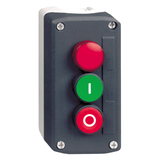 Complete Control Station, Harmony XALD, Dark Grey Green Flush/Red Flush Pushbuttons Ø22 Mm and Red Pilot Light